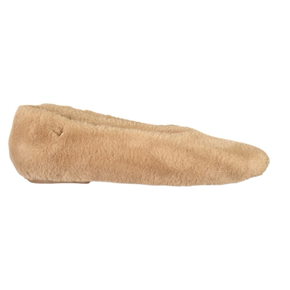 Vivaia Margot Square-Toe Ballet Flats Tan Faux Fur Shearling Style EU 39.5 Women
